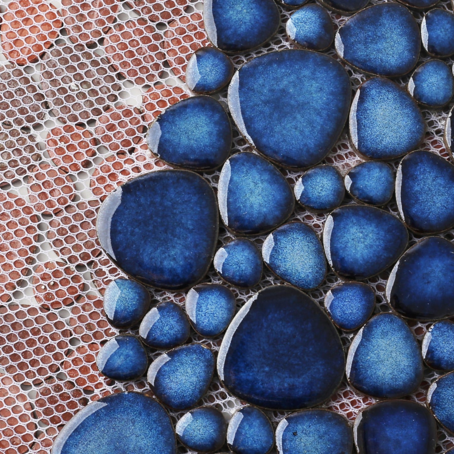 Elephantile Cobalt Blue Pebble Tiles for Shower Floor Bathroom Floor Wall Mosaic Tile [Set of 5 Sheets]