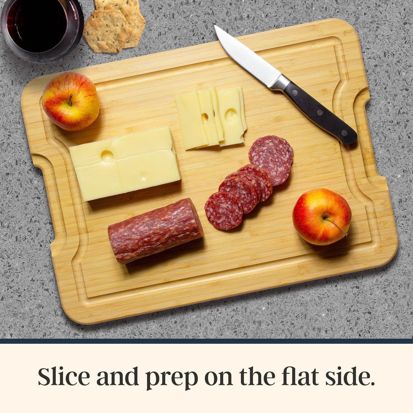 Totally Bamboo Flip, Serve & Store Charcuterie Board with Lid – Reversible Cutting Board & Serving Tray with Compartments, Juice Groove Side, Locking Travel Cover, 15.5 x 11.5 Inches