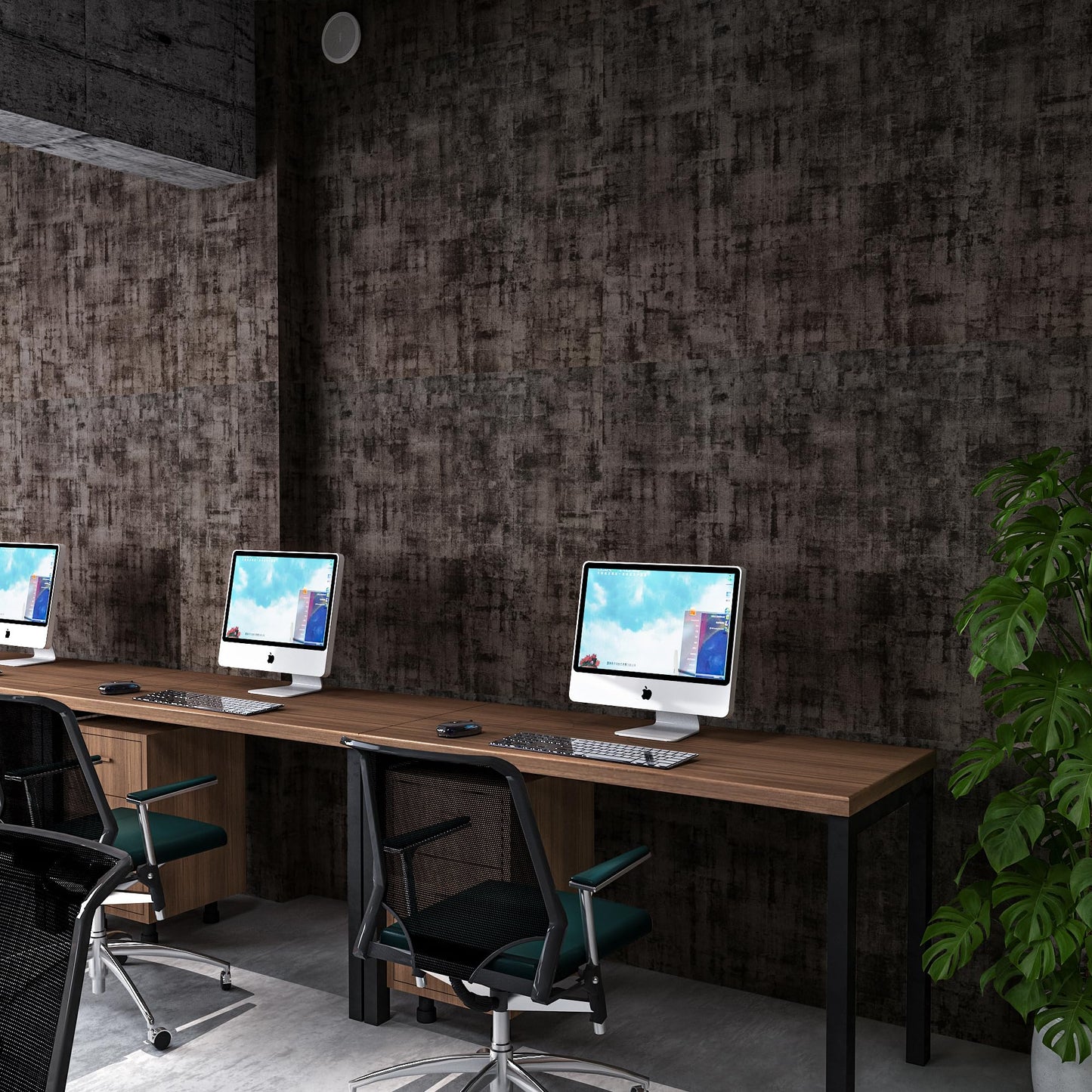 Grey Black Stained Concrete Contact Paper Dark Gray Cement Checkerboard Wallpaper Peel and Stick 16x354inch Air Guide Slot Design Matte Thick Self-adhesive Countertop Paper Waterproof Vinyl Wrap