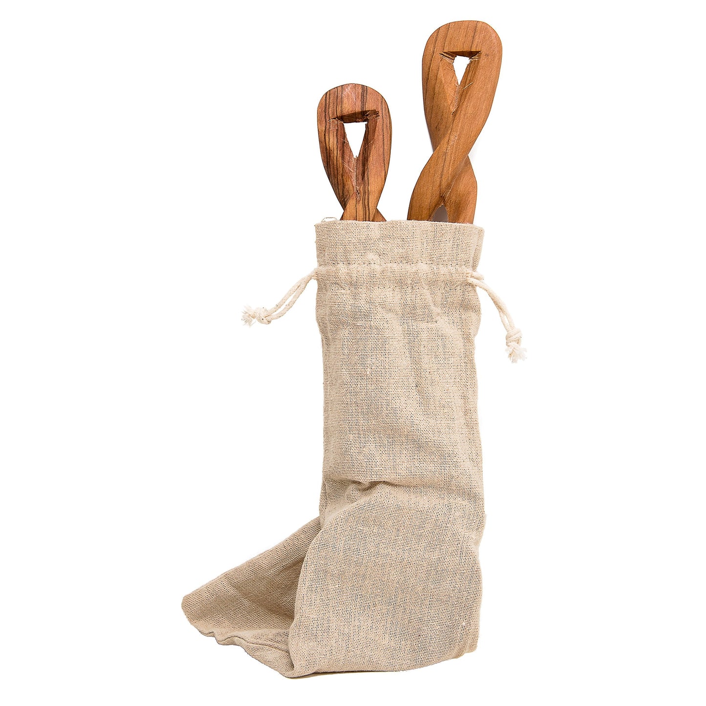 Handmade Large Olive Wood Salad Server Set – 2 Piece Wooden Fair Trade Twisted Salad Servers in an Eco-friendly Gift Bag - Uniquely Designed & Skilfully Crafted in Kenya by African Inspired Design