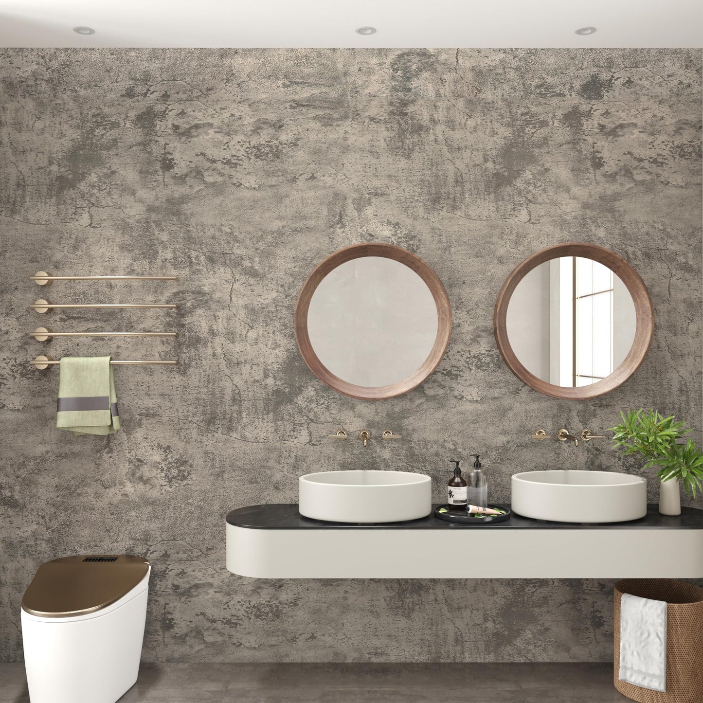 TOTIO Concrete Contact Paper for Cabinets Industrial Wallpaper Grey Cement Self Adhesive Countertop Peel Stick 16"x197" Matte 3D Textured Removable Vinyl Decorative Paper [Thicken] Desk Stickers