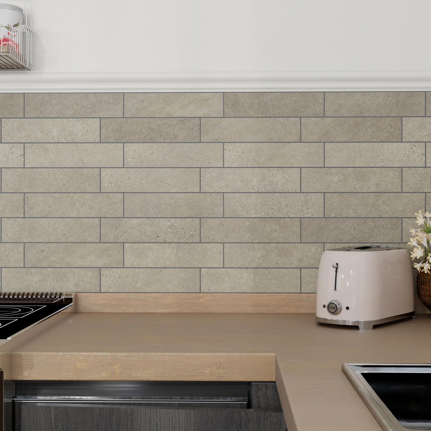 Colamo 10pcs Rock Grey Peel and Stick Wall Tiles, Self Adhesive Matte Faux Stone Brick for Accent Wall Tiles,Stick on Backsplash for Kitchen Living Room,Bedroom,Bathroom,Fireplace