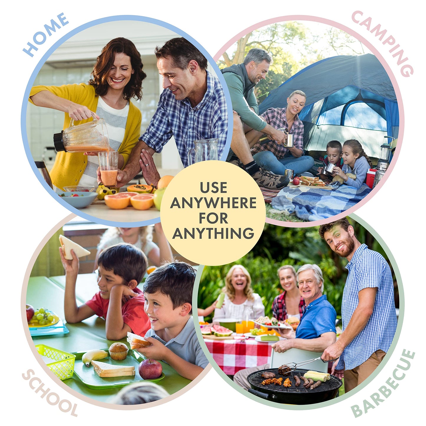 FOODLE Wheat Straw Dinnerware Set - BPA Free & Safety Certified - Microwave & Dishwasher Safe - Perfect for Kids, College Dorm, Picnic, Camper, RV Dishes - Camping Plates Cups and Bowls Set - For 6