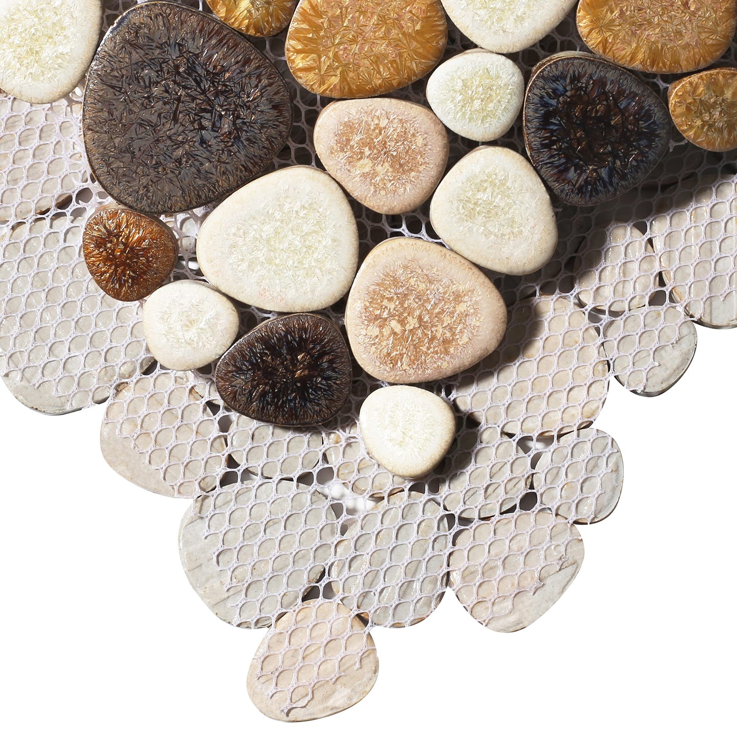 Parrotile Yellowstone Matte Pebbles Mosaic Tile for Shower Floor Bathroom Floor Tiles Non Slip [5 Sheets]