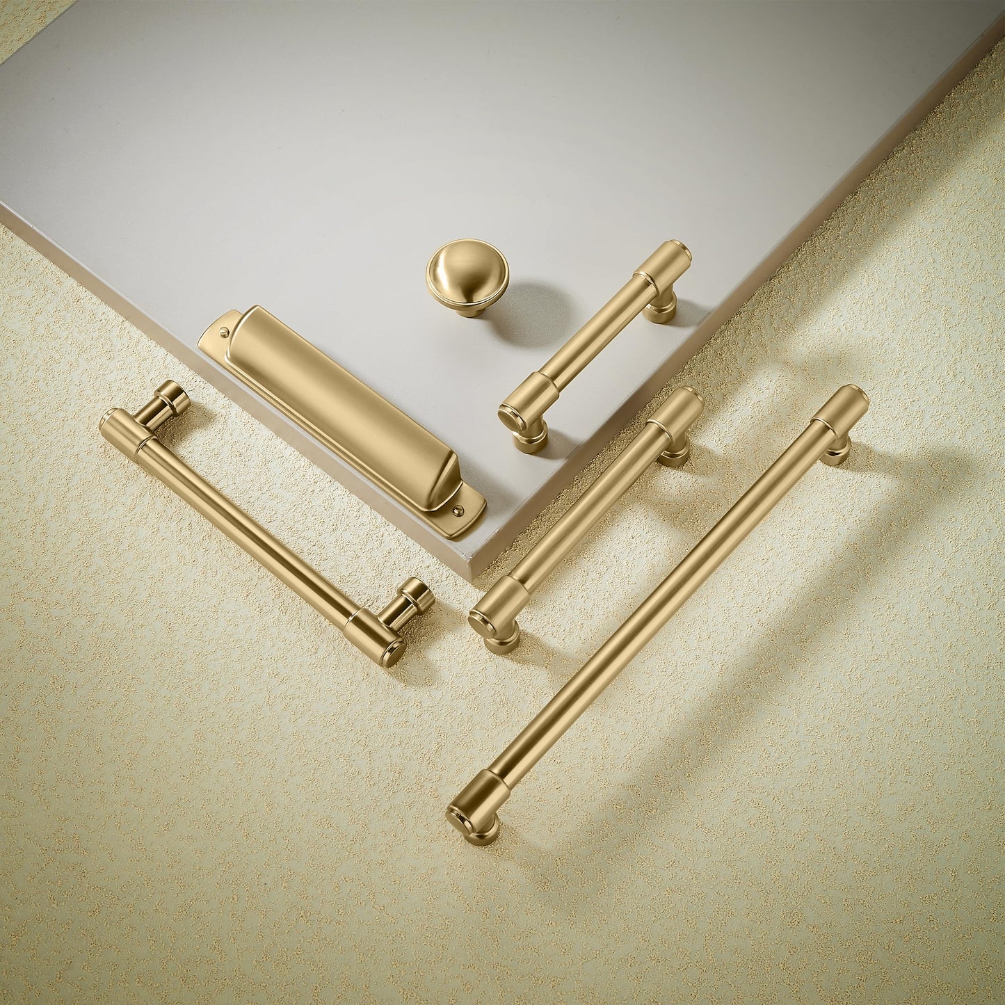 khtumeware 10 Pack Brushed Brass Cabinet Pulls 5 Inch(128MM) Hole Centers Kitchen Brushed Gold Cabinet Handles Cabinet Hardware Kitchen Handles for Cabinets Cupboard Handles Drawer Pulls