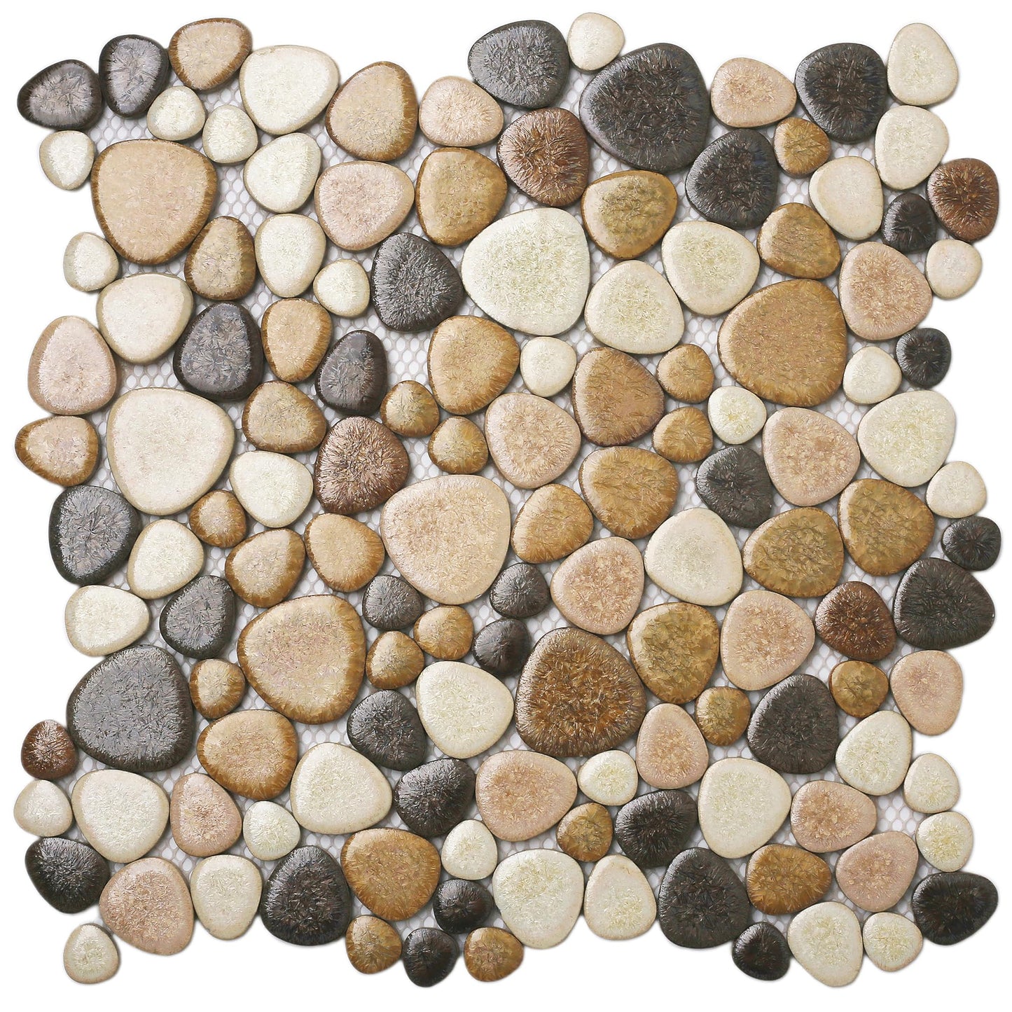 Parrotile Yellowstone Matte Pebbles Mosaic Tile for Shower Floor Bathroom Floor Tiles Non Slip [5 Sheets]