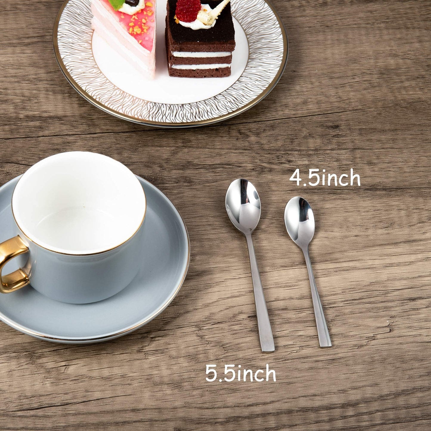 IMEEA 4.5 Inch Small Espresso Spoons SUS304 Stainless Steel Demitasse Spoons, Set of 6