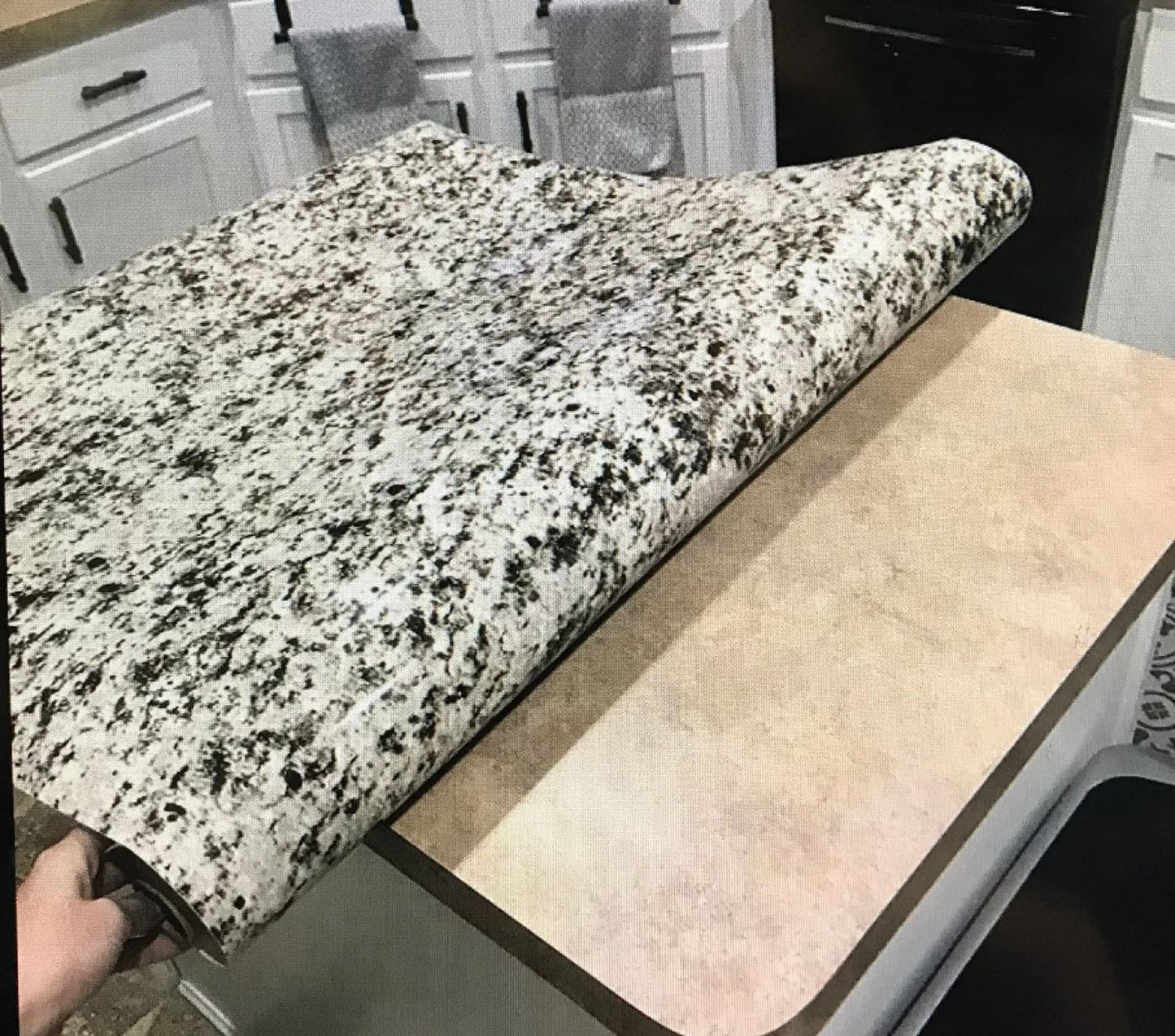 EZ FAUX DECOR Vinyl Countertop Wrap 36" x 180" Self Adhesive Grey White Black Granite Contact Paper for Countertops Peel and Stick Backsplash Formica Laminate Sheet